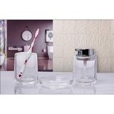 Vetro Banyo Seti, Sıvı Sabunluk, Sabunluk ve Diş Fırçalık, Plastik Malzeme, Cam Görünümlü, 3'lü Set