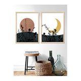 Vetro Design 21x30 cm Natural Güneş ve Ay Çerçeveli Tablo Set
