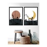 Vetro Design 21x30 cm Siyah Güneş ve Ay Çerçeveli Tablo Set