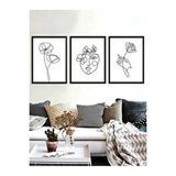 Vetro Design 21x30 cm Siyah Line Art Ahşap Tablo Set