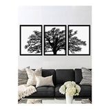 Vetro Design 3 Parça Ağaç 30x40 cm Siyah Çerçeveli Tablo