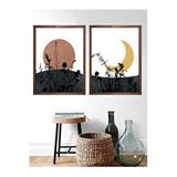 Vetro Design 40x50 cm Ceviz Güneş ve Ay Çerçeveli Tablo Set