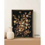 Vetro Design Altın İşlemeli Çiçekler Çerçeveli Poster