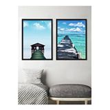 Vetro Design Deniz ve Gökyüzü 40x50 cm Siyah Çerçeveli Tablo Seti