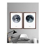 Vetro Design Dünya ve Ay 30x40 cm Ceviz Çerçeveli Tablo Seti