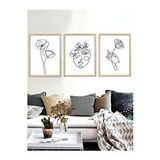 Vetro Design Natural 21x30 cm Line Art Ahşap Tablo Set