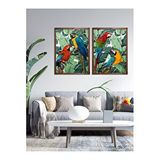 Vetro Design Papağanlar 21x30 cm Ceviz Çerçeveli Tablo