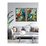 Vetro Design Papağanlar 30x40 cm Ceviz Çerçeveli Tablo