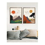 Vetro Design Renkli Manzara 21x30 cm Ceviz Çerçeveli Tablo