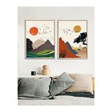 Vetro Design Renkli Manzara 21x30 cm Natural Çerçeveli Tablo