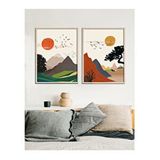 Vetro Design Renkli Manzara 40x50 cm Natural Çerçeveli Tablo