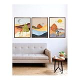 Vetro Design Renkli Manzaralar 30x40 cm Ceviz Çerçeveli Tablo