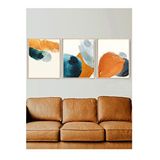 Vetro Design Turuncu ve Mavi 21x30 cm Natural Çerçeveli Tablo