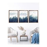 Vetro Set 30x40 cm Ceviz Design Mavi Manzara Tablo