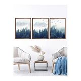 Vetro Set 40x50 cm Ceviz Design Mavi Manzara Tablo