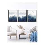 Vetro Set 40x50 cm Siyah Design Mavi Manzara Tablo