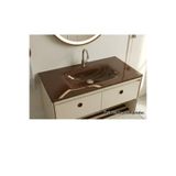 Vetrola Metalik Kahve Krokan Cam Lavabo Batarya Delikli 80X46 cm