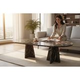 Vetrowood Arden Orta Sehpa Salon Sehpası Oval Sehpa - BORDO