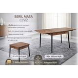 Vetrowood Beril Ceviz Açılır Mutfak Masası 80X80 / 160 cm Sandalyesiz