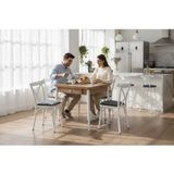 Vetrowood Beril Meşe Açılır Mutfak Masa Takımı 80X80 (160 cm Açılır) 4 Beyaz Tonet Sandalyeli