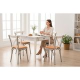 VETROWOOD Beril Traverten Açılır Masa Takımı 80X80/160 cm 4 Kapuçino Tonet Sandalyeli - Bej