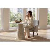 Vetrowood Defne Traverten Yuvarlak Masa 110 cm Sabit Modern Mutfak Yemek Masası - Krem - 110x110