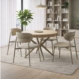 Vetrowood Nehir Silves Açılır Yuvarlak Masa Takımı 103-137 cm Metal Ayak 4 Ayla Kapuçino Sandalyeli - Cappuccino