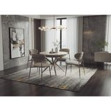 Vetrowood Nehir Traverten Desen Açılır Yuvarlak Yemek Masası Takımı 103-137 cm Metal Ayak 4 Ayla Kapuçino Sandalyeli