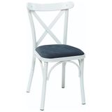 Vetrowood Tonet 4’lü Beyaz Sandalye Metal Ayak Baby Face Kumaş Mutfak Yemek Sandalyesi