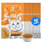 Vet's Plus Tavuklu ve Ciğerli 12x50 gr Tahılsız Kedi Çorbası