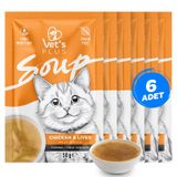 Vet's Plus Tavuklu ve Ciğerli Tahılsız 6x50 gr Kedi Çorbası