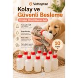 vettoptan Yavru Kedi Köpek Biberon 10 Adet Yedek Emzikli 50 ML Kedi Biberonu Yeni Doğan Evcil Hayvan Besleme