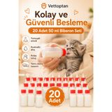 vettoptan Yavru Kedi Köpek Biberon 20 Adet Yedek Emzikli 50 ML Kedi Biberonu Yeni Doğan Evcil Hayvan Besleme