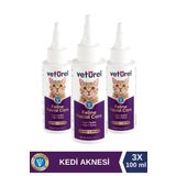 Veturel Günlük Kedi Yüz Temizleme Kulak Burun Göz Ağız Çene Aknesi Gözyaşı Lekesi Bakım Spreyi 3X100ML