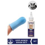 Veturel Kedi Bakım Set Çene Aknesi Çene Yarası Siyah Nokta Silikon Yumuşak 360 BPA'sız Parmak Fırça