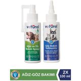 Veturel Kedi Göz Damlası Köpek Ağız Kokusu Diş Bakım Spreyi - Göz Bakım Solüsyonu Seti