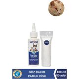 Veturel Kedi Göz Temizleme Solüsyonu 100 ml Gözyaşı Lekesi İçin Hipoalerjenik Pamuk Disk 50'li