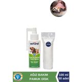 Veturel Köpek Ağız Ve Diş Bakım Spreyi 100ml Doğal Ağız Bakımı Ağız Kokusu Yumuşak Disk Pamuk 50'li