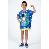 Vevien Home Astronot Desen Çocuk Panço Plaj Havlusu 7-8 Yaş - Lacivert - 7 - 8 Yaş