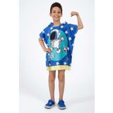 VEVİEN HOME Astronot Desen Çocuk Panço Plaj Havlusu Lacivert 5-6 Yaş