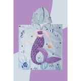 Vevien Home Deniz Kızı Çocuk Panço Plaj Havlusu 7-8 Yaş - Lila - 60 x 65 cm