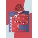 Vevien Home Dino Çocuk Panço Plaj Havlusu 7-8 Yaş - Kırmızı - 60 x 65 cm