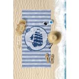 VEVİEN HOME Gemi Desen Dijital Baskılı 75x150 Cm Plaj Havlusu LACİVERT 80 x 150