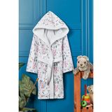 Vevien Home Happy Animals Dijital Baskılı Çocuk Bornozu 11-12 Yaş - Pembe - Beyaz - 11 - 12 Yaş