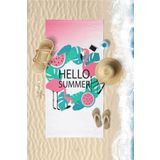 VEVİEN HOME Hello Summer Dijital Baskılı 75x150 Cm Plaj Havlusu Pembe 70 x 145