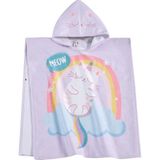 Vevien Home Meow Desen Çocuk Panço Plaj Havlusu 5- 6 Yaş - 5 - 6 Yaş - Lila