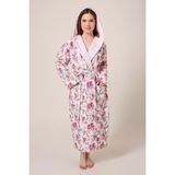 Vevien Home Peonia Fiore Desenli Dijital Baskılı Kapüşonlu Bornoz - S - M - Pembe