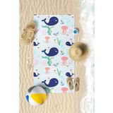 VEVİEN HOME Sevimli Balina Dijital Baskılı 60x130 Cm Çocuk Plaj Havlusu Sevimli Balina 70 x 145