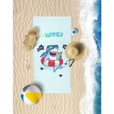 Vevien Home Shark Dijital Baskılı 70 x 140 cm Çocuk Plaj Havlusu - Açık Mavi