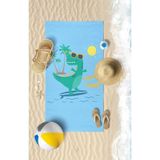 VEVİEN HOME Surf Dino 2 Dijital Baskılı 60x130 Cm Çocuk Plaj Havlusu Surf Dino 2 Güneşli 70 x 145